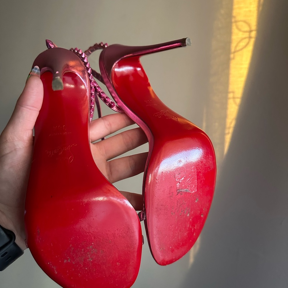 Christian Louboutin So Me 100 Metallic Pink Studded Heels Size 38.5 - Picture 11 of 16